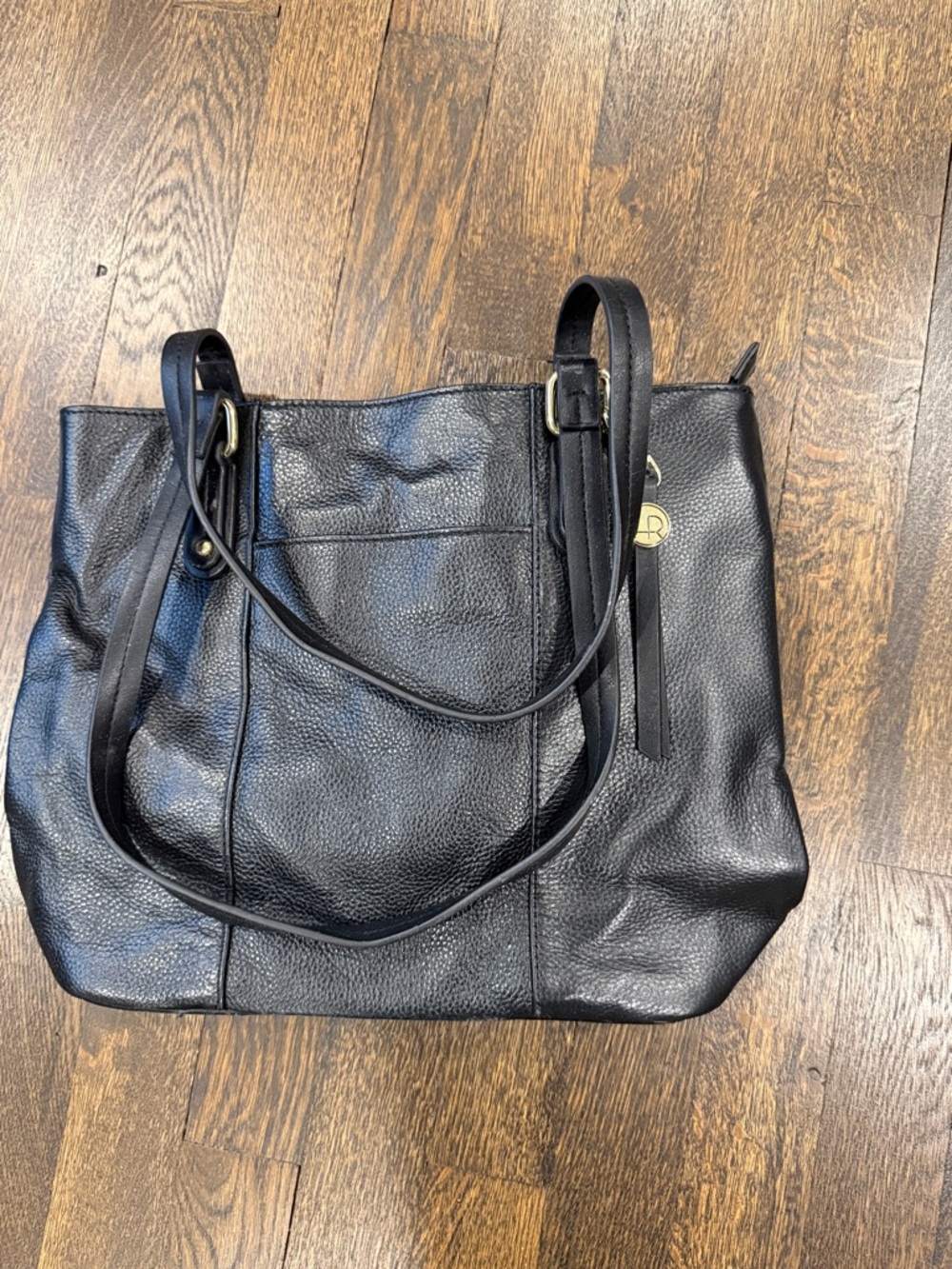 Black Leather Tote Bag by